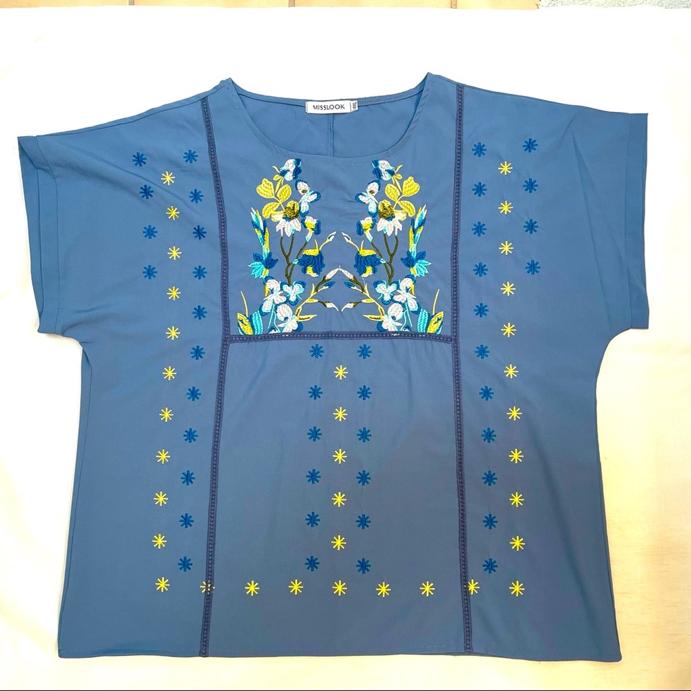 4 XL MissLook Plus Size Embroidered Blouse